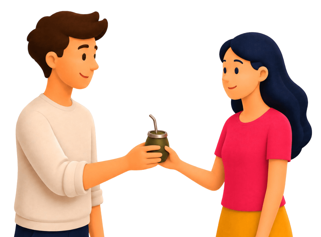 Dos personas compartiendo un mate